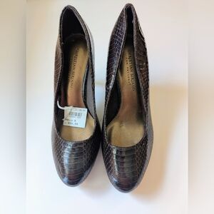 Christian Siriano Snakeskin Brown Heels NWT